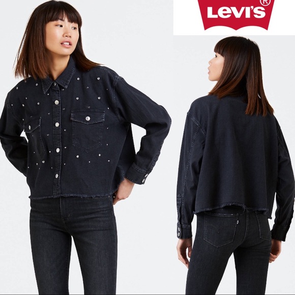 Levi's Jackets & Blazers - SALE24h NWT Levi’s Stud Rhinestone Black Denim